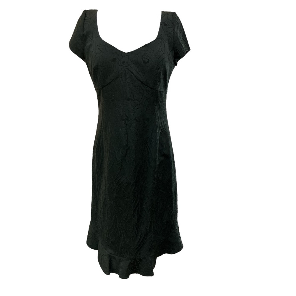 Armani Collezioni Dress LBD Italy luxury black textured jacquard 46 FITS: 4 / 6